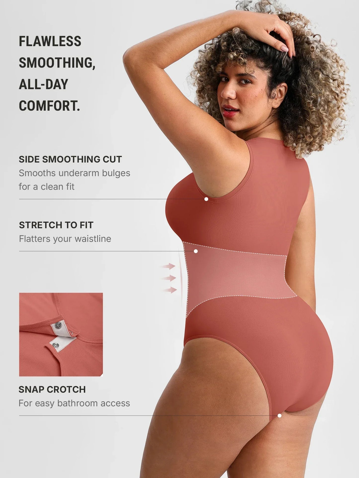 🏆LUCKYSONG® Body sans coutures à col rond, ultra-doux, idéal au quotidien