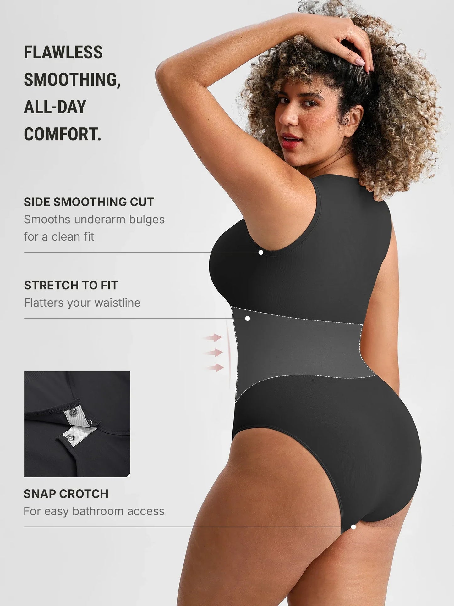 🏆LUCKYSONG® Body sans coutures à col rond, ultra-doux, idéal au quotidien