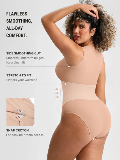 🏆LUCKYSONG® Body sans coutures à col rond, ultra-doux, idéal au quotidien