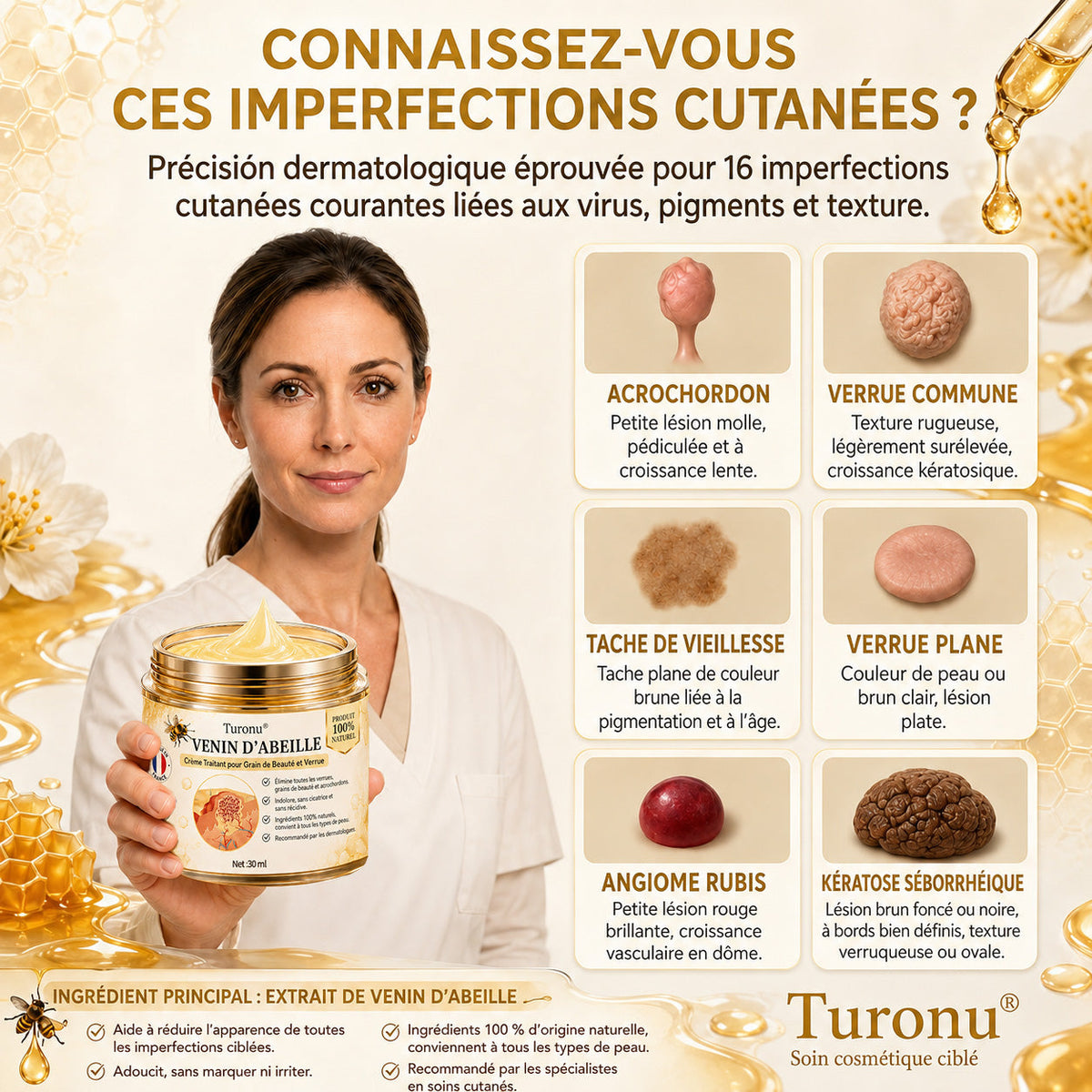 Turonu®💐 traitement avancé au venin d'abeille contre les verrues et les imperfections cutanées 👨‍⚕️ Inspiré de la science dermatologique | Soin ciblé à domicile