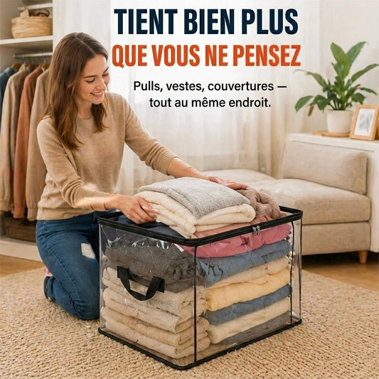 ⏳Dernier jour : achetez-en 2, le 3e offert !!💕 Sac de rangement transparent SVOZK® – grand, anti-poussière et humidité, avec poignée✨ Idéal pour vêtements, jouets, livres, peluches et plus encore ! 🧸📚👕🧦
