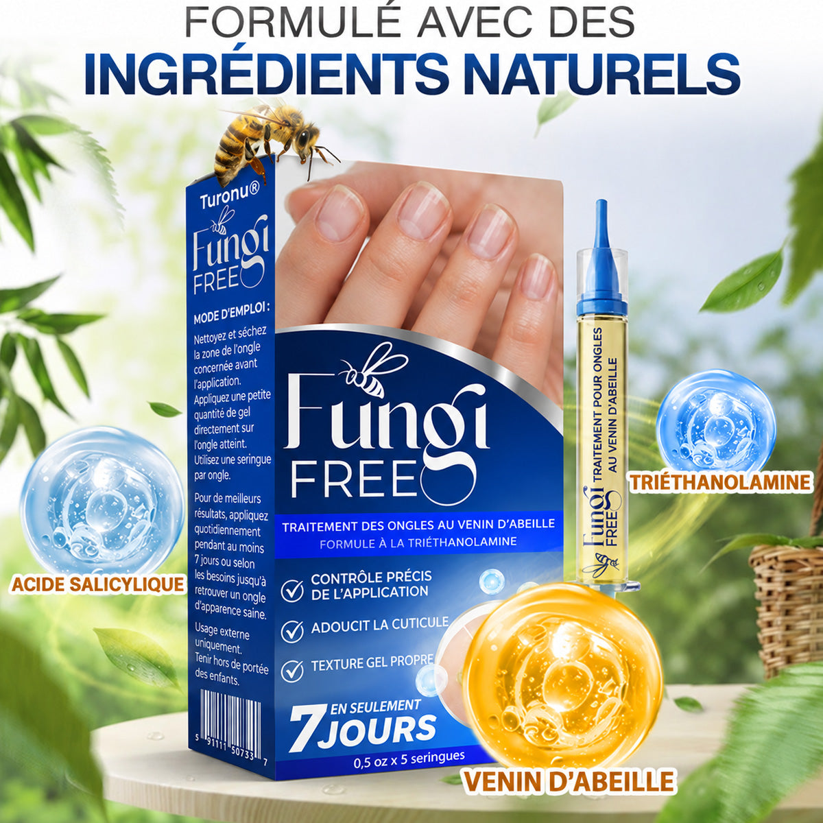 🇫🇷 Turonu® FungiFree 🐝 Soin Intensif contre les Mycoses, les Ongles Jaunis, Épais et Cassants ✨