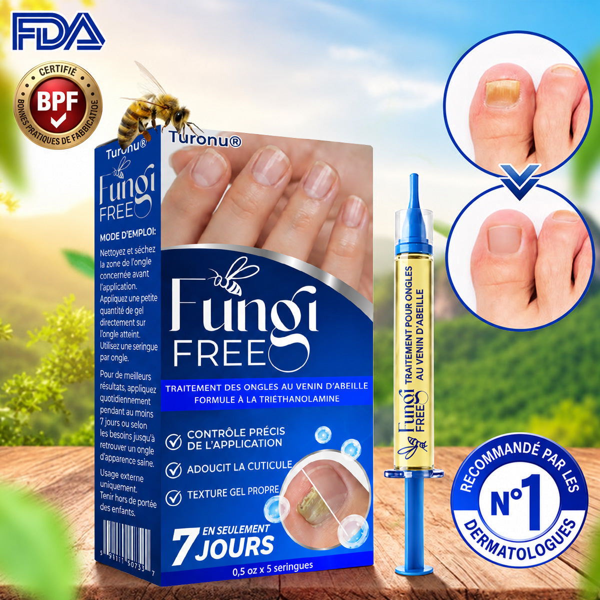 🇫🇷 Turonu® FungiFree 🐝 Soin Intensif contre les Mycoses, les Ongles Jaunis, Épais et Cassants ✨