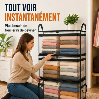 ⏳Dernier jour : achetez-en 2, le 3e offert !!💕 Sac de rangement transparent SVOZK® – grand, anti-poussière et humidité, avec poignée✨ Idéal pour vêtements, jouets, livres, peluches et plus encore ! 🧸📚👕🧦