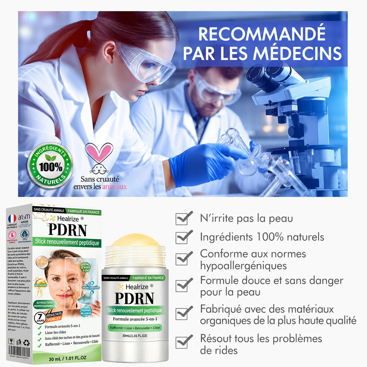 𝑯𝒆𝒂𝒍𝒓𝒊𝒛𝒆® 💐💐 Bâton anti‑âge et renouvellement ciblé des taches au PDRN (Aide à lisser les rides, favorise une peau d’apparence plus ferme et améliore l’aspect des taches visibles)