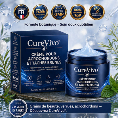 🖤CureVivo® Crème 7‑Jours pour éliminer les marques cutanées et les taches (Formule indolore – Sans cicatrices)🤗
