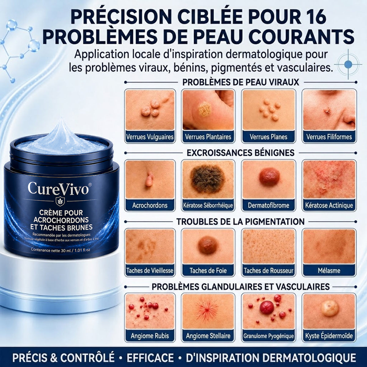 🖤CureVivo® Crème 7‑Jours pour éliminer les marques cutanées et les taches (Formule indolore – Sans cicatrices)🤗