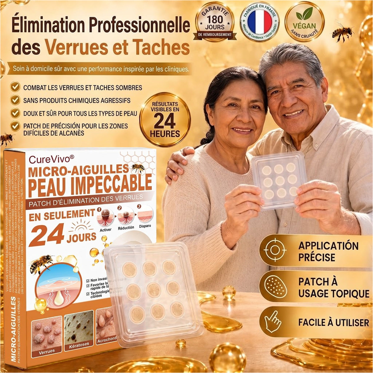 👩‍⚕️🎉 Boutique officielle phare | CureVivo® 🐝 Patch à micro-aiguilles au venin d'abeille (pour les verrues, les taches de vieillesse et les imperfections)