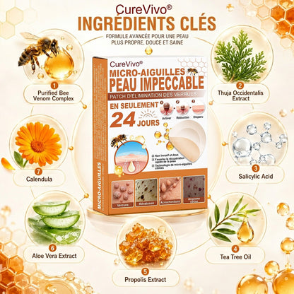 📣 Boutique officielle phare | CureVivo® 🐝 Patch à micro-aiguilles au venin d'abeille (pour les verrues, les taches de vieillesse et les imperfections)🐝