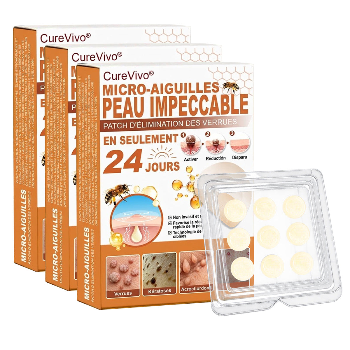 📣 Boutique officielle phare | CureVivo® 🐝 Patch à micro-aiguilles au venin d'abeille (pour les verrues, les taches de vieillesse et les imperfections)🐝