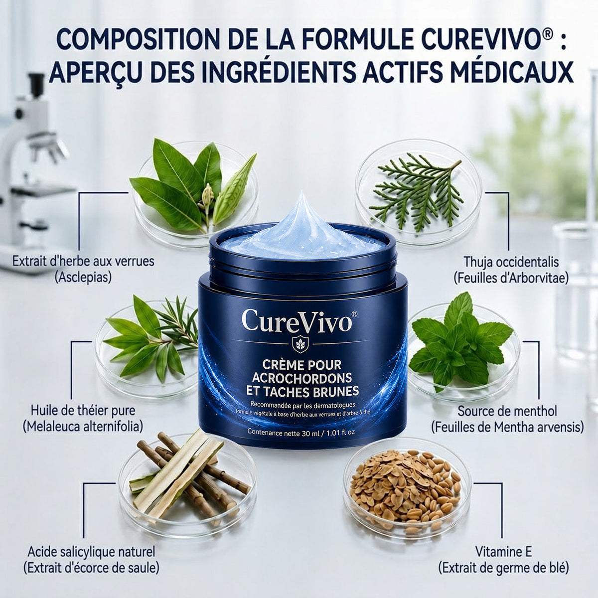 🖤CureVivo® Crème 7‑Jours pour éliminer les marques cutanées et les taches (Formule indolore – Sans cicatrices)🤗