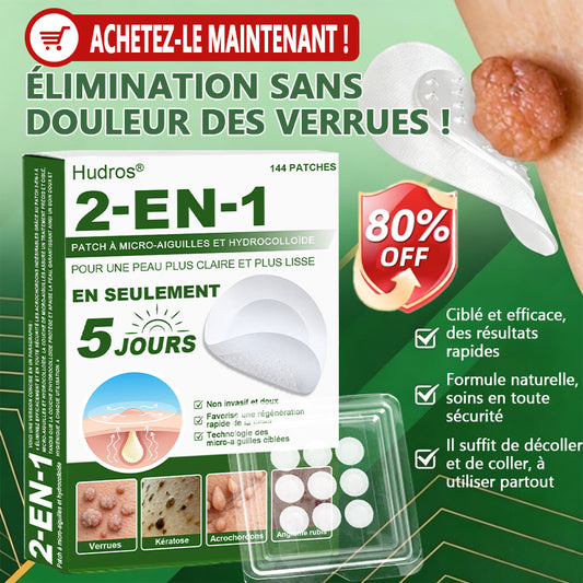 ✅ Patchs hydrocolloïdes à micro-aiguilles 2 en 1 𝐇𝐮𝐝𝐫𝐨s® | Élimine les grains de beauté en relief, l'acné, les verrues planes et les acrochordons | Patchs invisibles pour le visage et le corps | 144 patchs