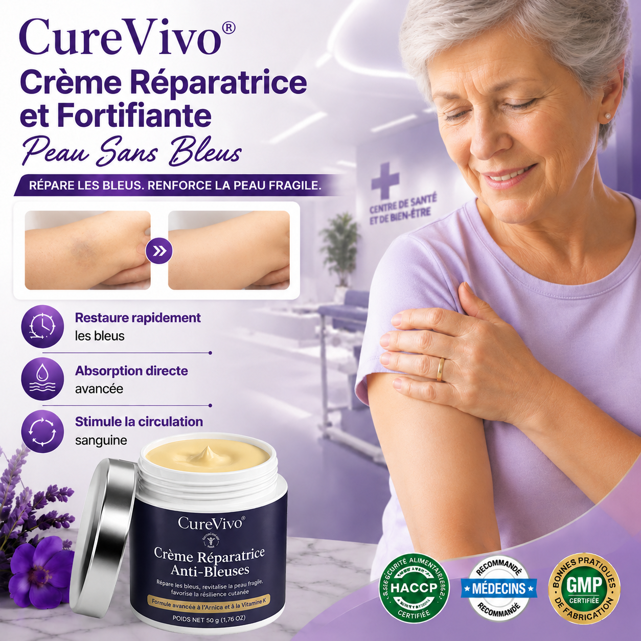 💥 Plus de 100 000 exemplaires vendus 💕 - CureVivo® Crème Réparatrice Anti-Bleus & Fortifiante