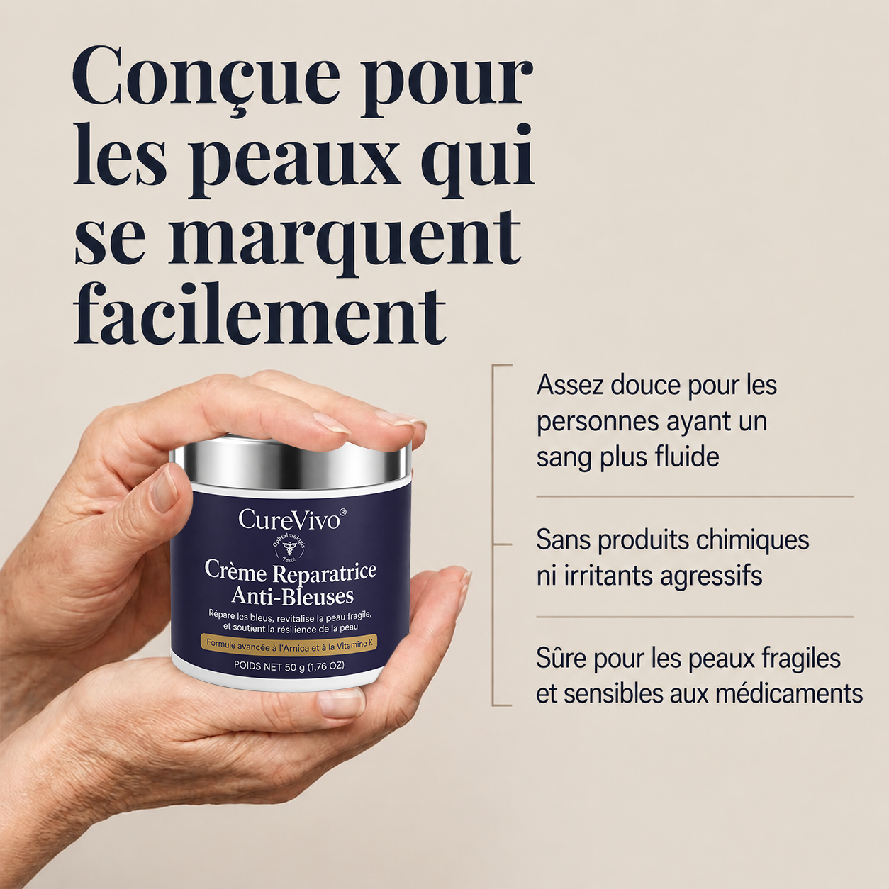 💥 Plus de 100 000 exemplaires vendus 💕 - CureVivo® Crème Réparatrice Anti-Bleus & Fortifiante