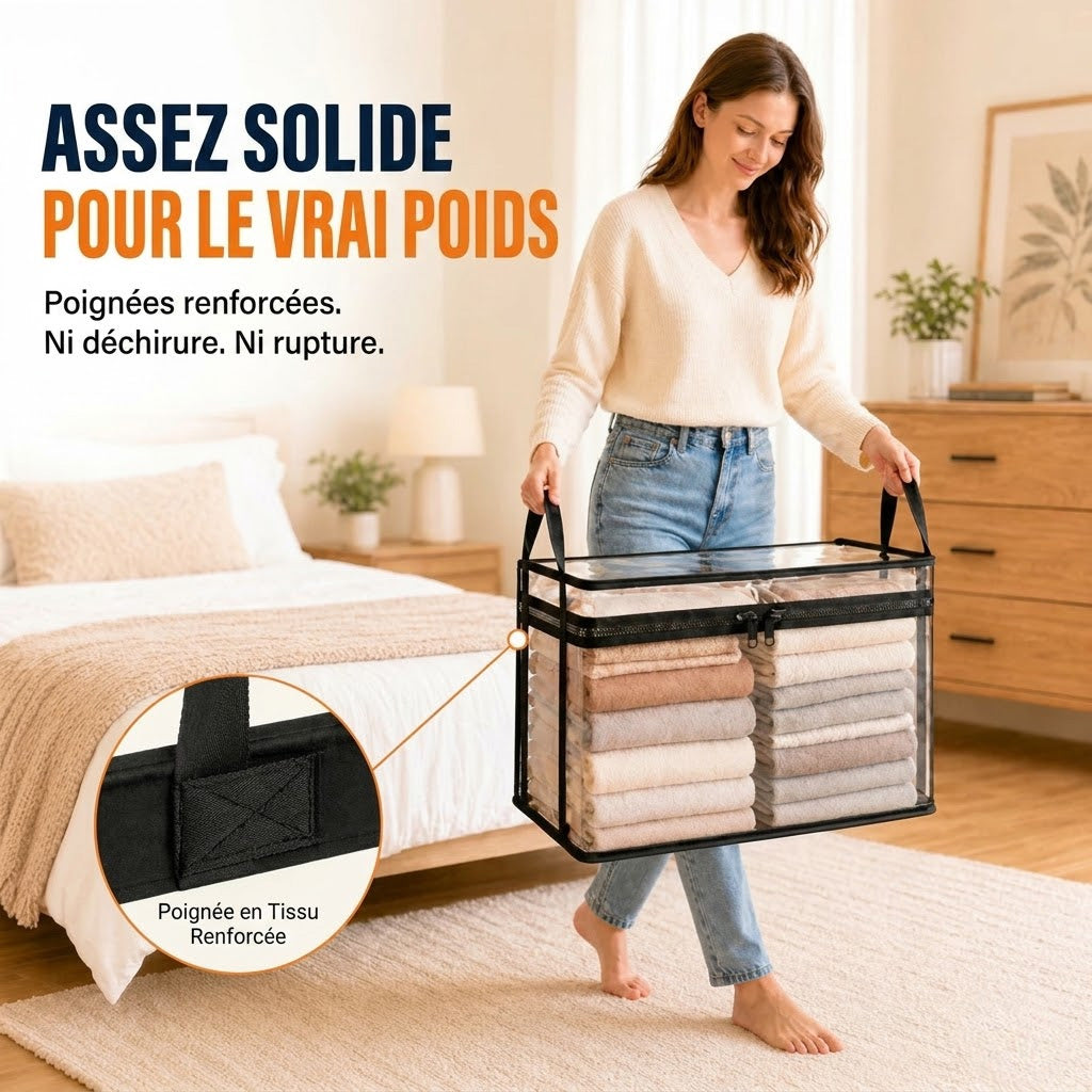⏳Dernier jour : achetez-en 2, le 3e offert !!💕 Sac de rangement transparent SVOZK® – grand, anti-poussière et humidité, avec poignée✨ Idéal pour vêtements, jouets, livres, peluches et plus encore ! 🧸📚👕🧦