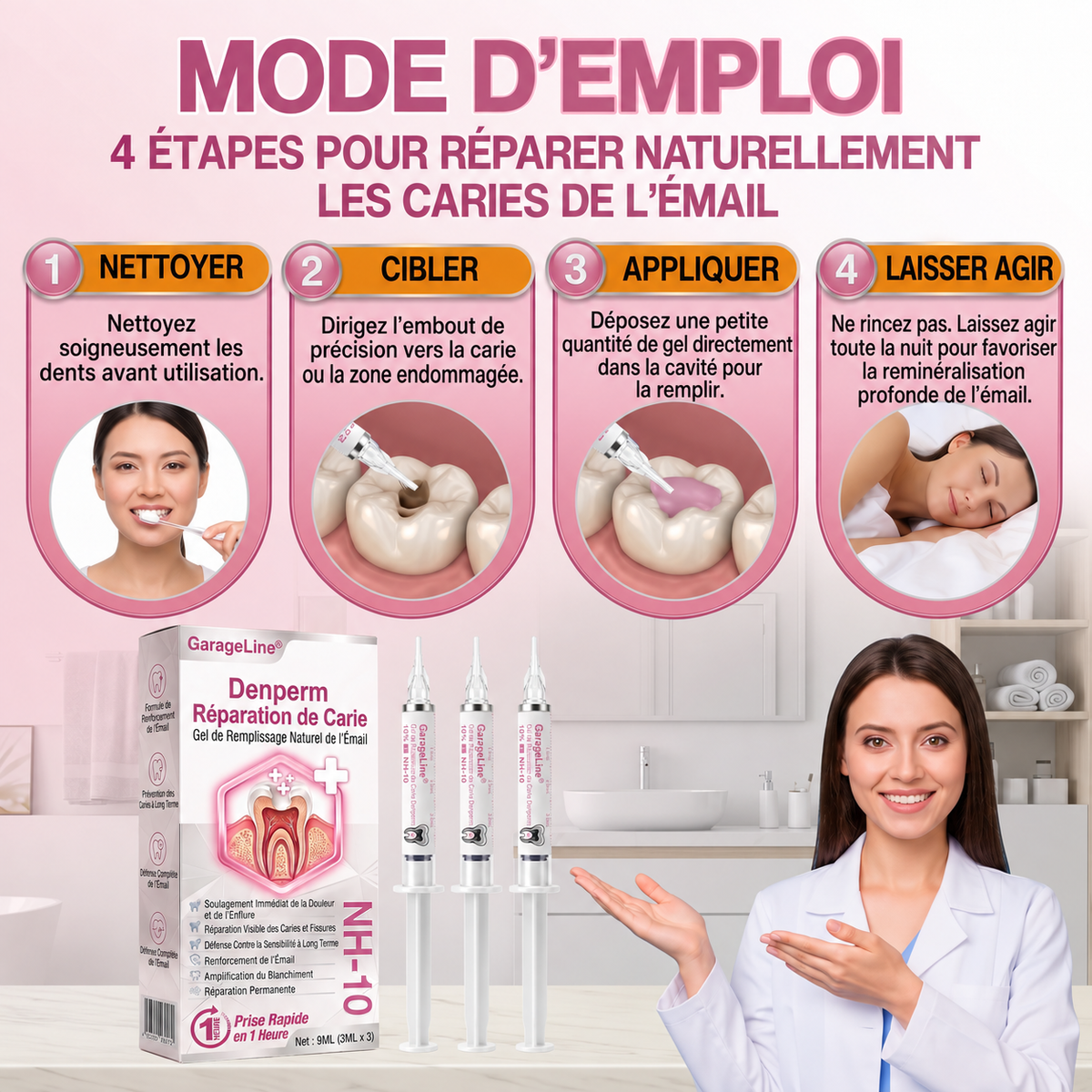 🇫🇷GarageLine® DenPerm🏆— Gel Réparateur de l’Émail Naturel pour Caries, Dents Sensibles & Émail Fragilisé