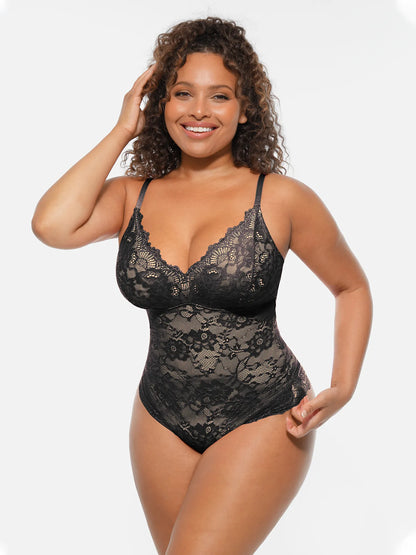 🏆LUCKYSONG® Body gainant ventre plat double couche en dentelle