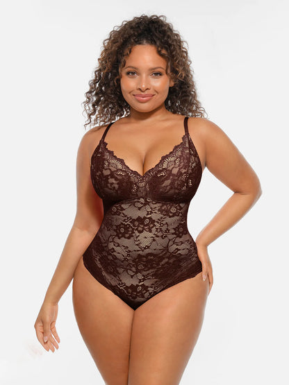 🏆LUCKYSONG® Body gainant ventre plat double couche en dentelle