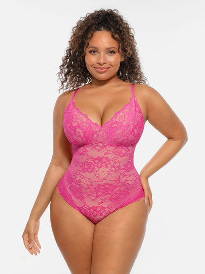 🏆LUCKYSONG® Body gainant ventre plat double couche en dentelle