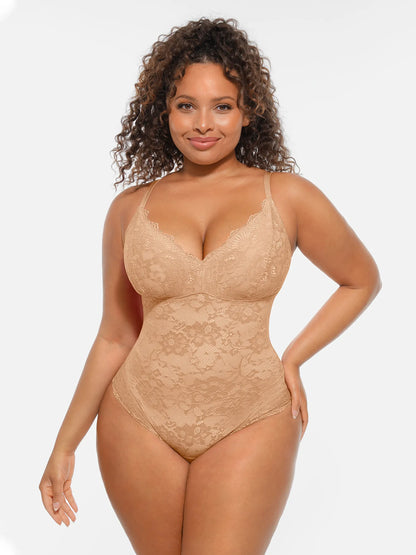 🏆LUCKYSONG® Body gainant ventre plat double couche en dentelle