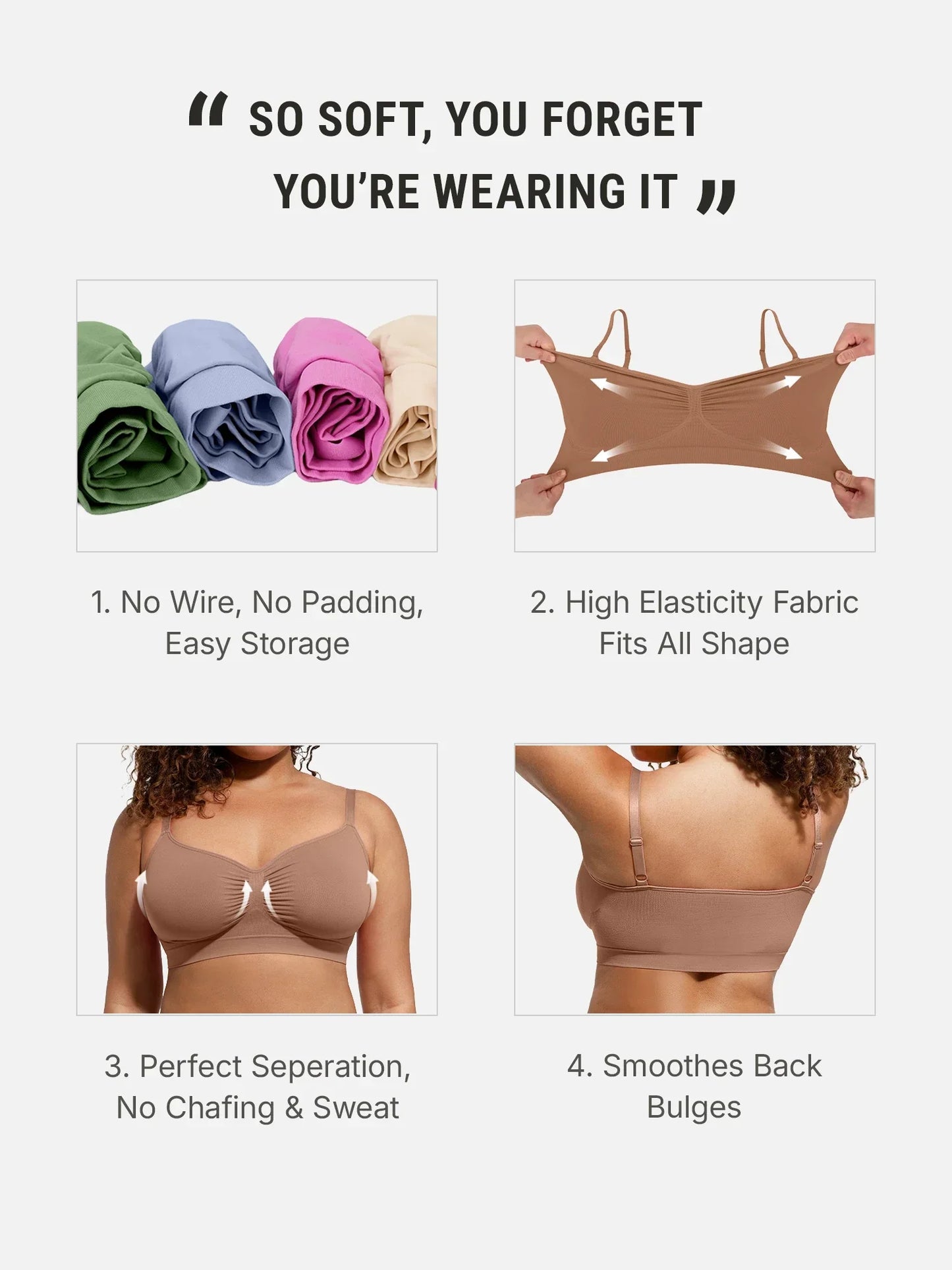 🏆LUCKYSONG® Soutien-gorge sans armatures, souple et sans doublure, idéal au quotidien