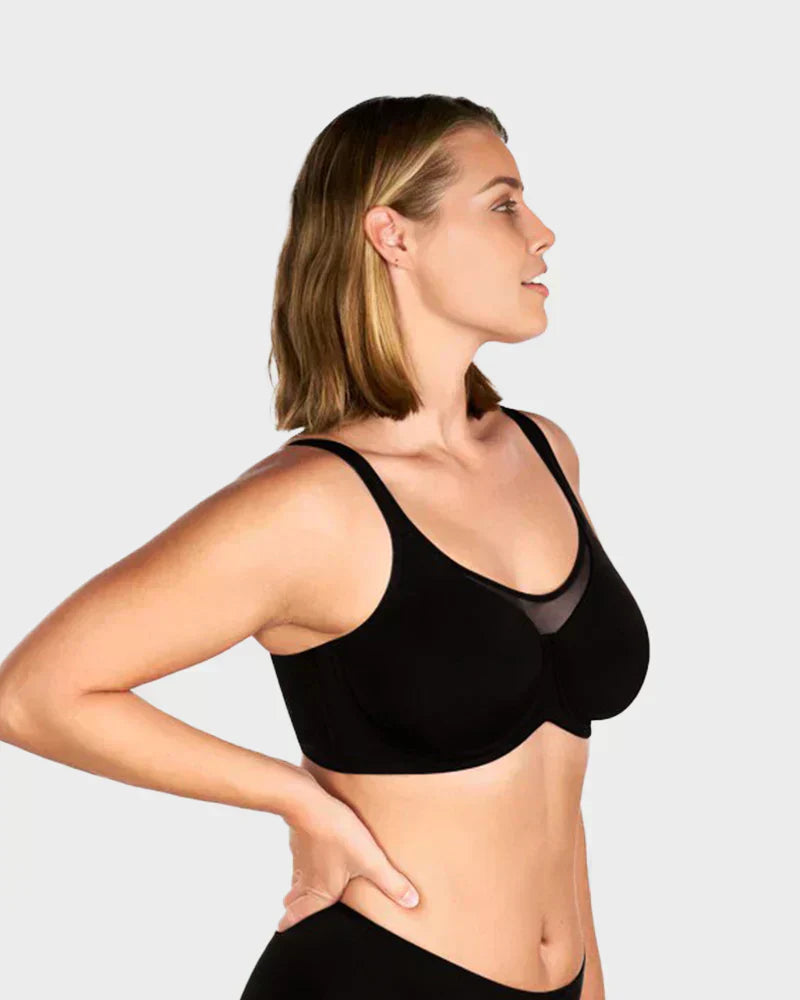 🏆LUCKYSONG® Offre spéciale dernier jour💐Soutien-gorge élégant et transparent à couvrance totale pour femmes grandes tailles - Noir