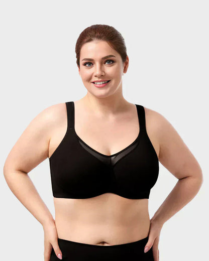 🏆LUCKYSONG® Offre spéciale dernier jour💐Soutien-gorge élégant et transparent à couvrance totale pour femmes grandes tailles - Noir
