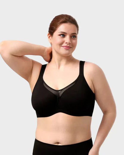 🏆LUCKYSONG® Offre spéciale dernier jour💐Soutien-gorge élégant et transparent à couvrance totale pour femmes grandes tailles - Noir